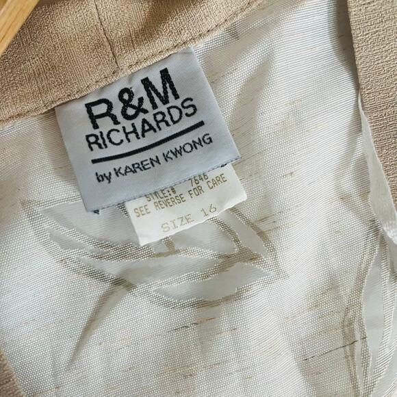 R & M Richards Cream Leaf Print Open Front Kimono Jacket Size 16 - Picture 4 of 8